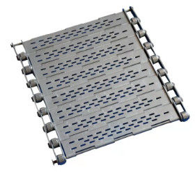 গুণ  Punched Wire Mesh Conveyor Belt Stainless Steel Chain Plate With Baffle কারখানা