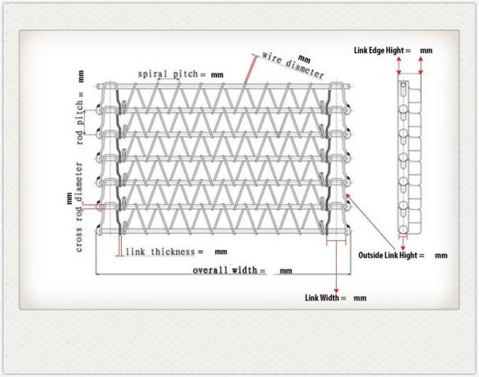 400mm 500mm মেটাল ওয়্যার মেশ কনভেয়র চেইন সহ ফ্ল্যাট ফ্লেক্স বেল্ট 1